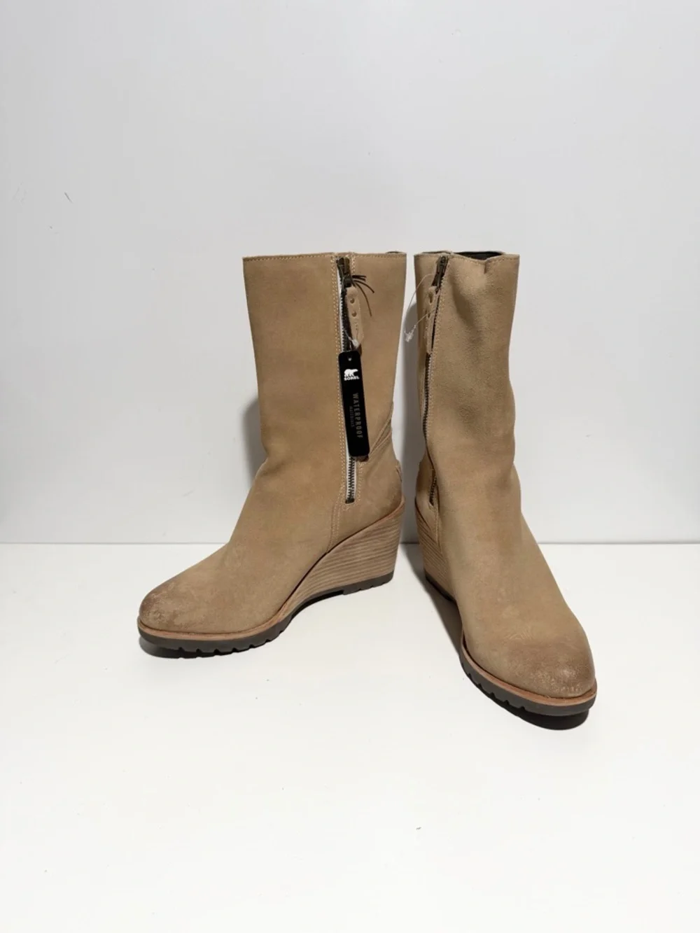 New Sorel‎ After Hours Mid Top Waterproof Beach Tan Suede Boot NL-2563-213